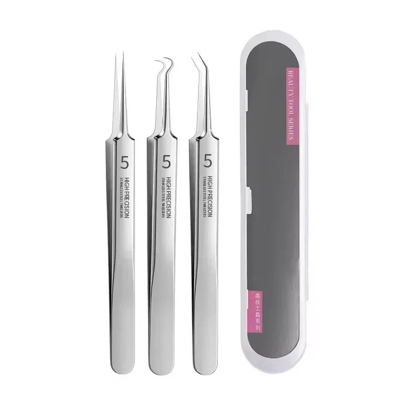 3-8Pcs Blackhead Clip Pimples Tweezer Blackhead Remover Stainless Steel Cell Clip Beauty Product Acne Needle Skin Cleanning Tool Tri Light Beauty