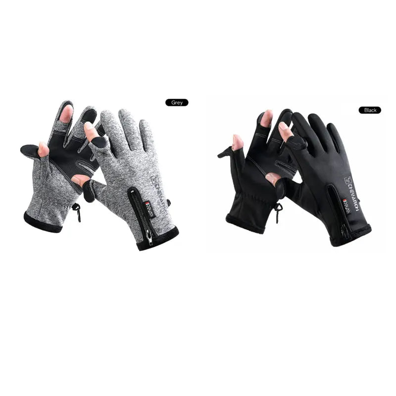 Winter Fishing Gloves 2 Finger Flip Waterproof Winter Gloves Windproof Photograph Men Women Warm Protection Fish Angling Gloves Pi-Mart