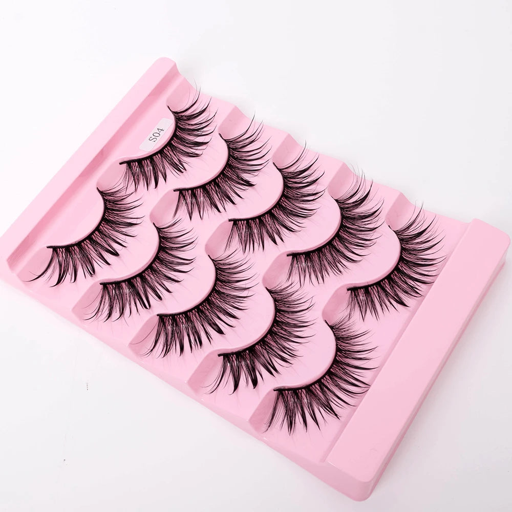 Yiernuo 1/5 Pairs Cosplay Anime Eyelashes Manga Lashes Dramatic Fairy Clusters Lashes Wet Look Lashes Pi-Mart