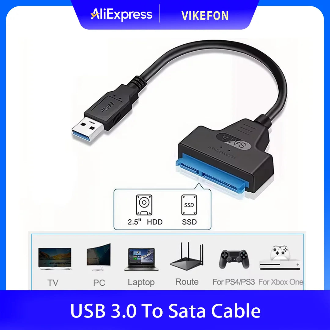 SATA to USB 3.0 / 2.0 Cable Up to 6 Gbps for 2.5 Inch External HDD SSD Hard Drive SATA 3 22 Pin Adapter USB 3.0 to Sata III Cord Pi-Mart