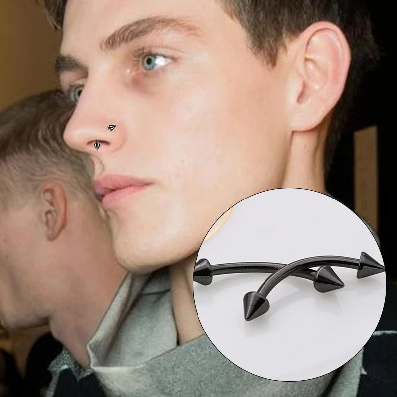 1PC metal Horseshoe Fake Nose Ring C Clip Septum Lip stainless steel Real Piercing Nose Rings Hoop For Women Men Jewelry Pi-Mart