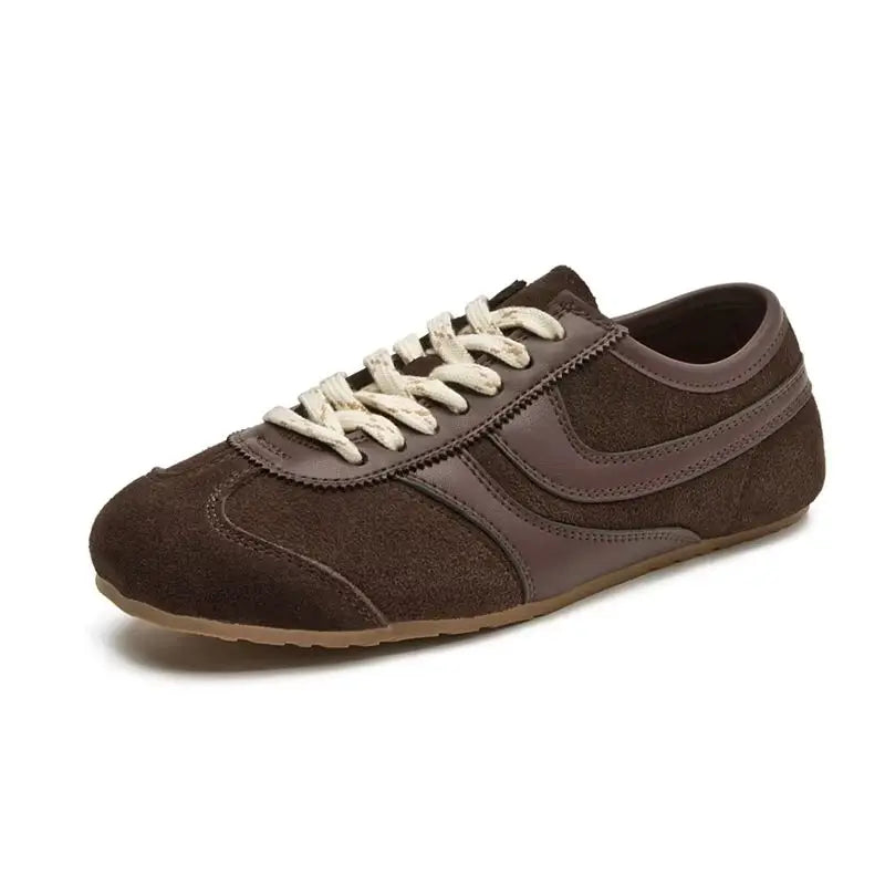 German Training Shoes Women 2026 New Genuine Leather Women Sneakers Flat Lace-up Retro Large Size Forrest Gump Shoes Women LadyShow.Store