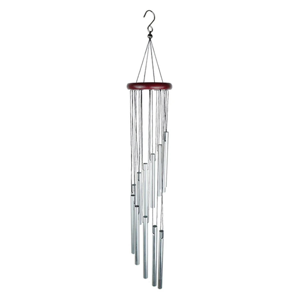 1piece 12 Tubes Aluminum Alloy Wind Chimes with Hook Gold/silver Bells for Outside Home Wedding Party Memorial Decoration Gifts Pi-Mart