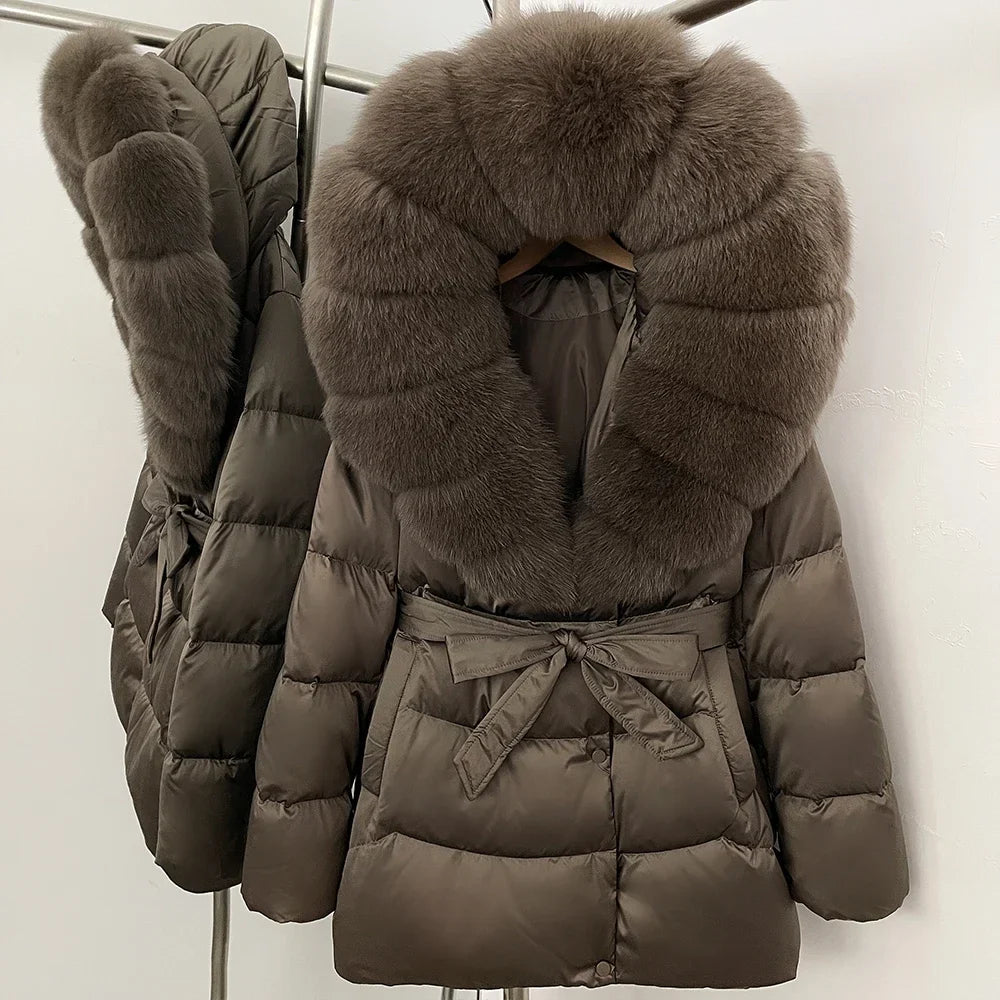 Natural Fur Collar Down Jacket Women Winter 2026 High Quality Duck Down Puffer Parka Windproof Warm Down Coat Outerwear New LadyShow.Store
