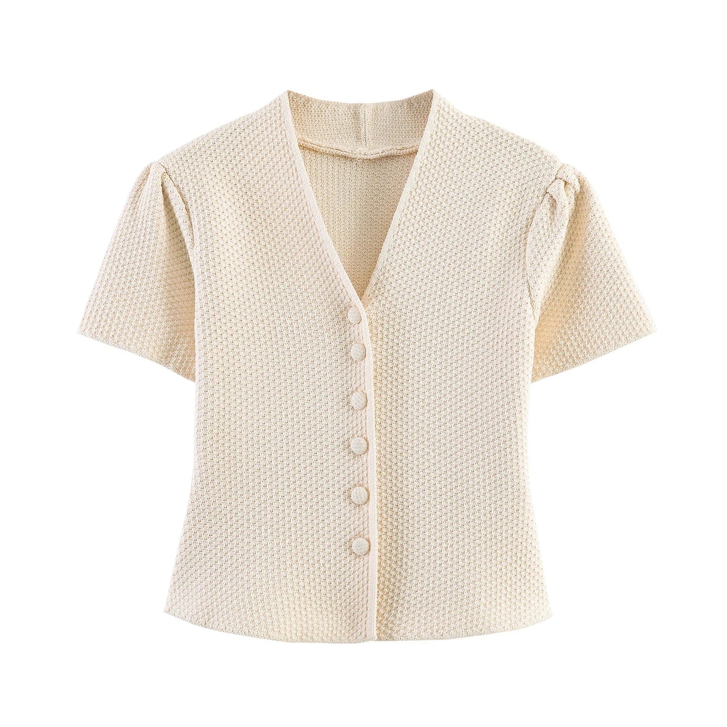 Summer minimalist style V-neck slim fit structured knit short sleeved knitted jacket with suspender short top and half skirt LadyShow.Store