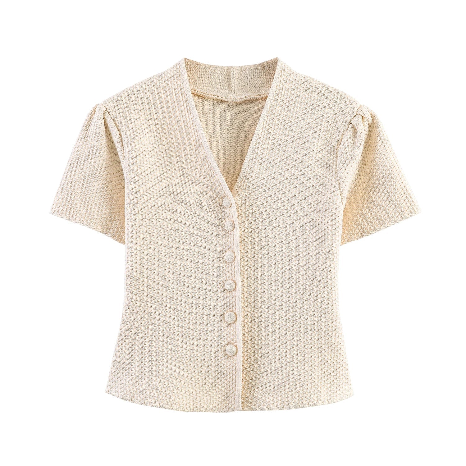 Summer minimalist style V-neck slim fit structured knit short sleeved knitted jacket with suspender short top and half skirt LadyShow.Store