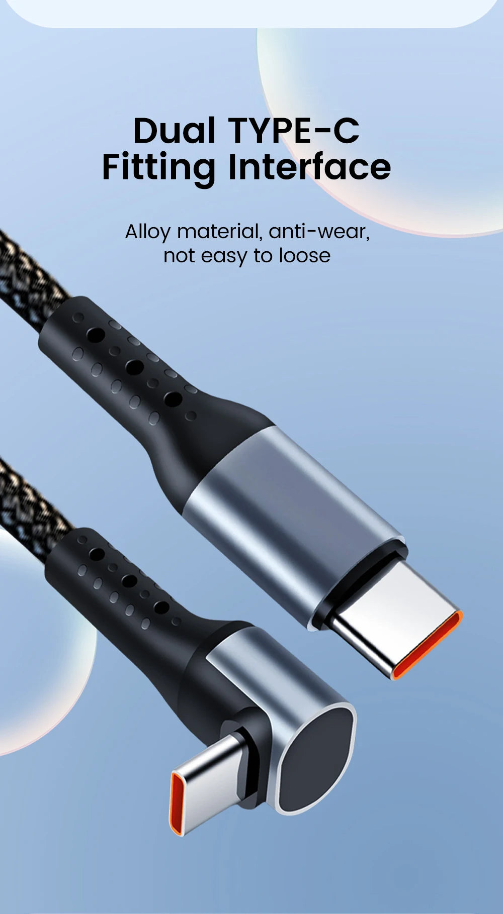 Crouch 90 Degree Short Cable USB Type C To Type C 6A 66W Fast Charge 25CM 50CM Power Bank USB C Cable For iphone Huawei Xiaomi Pi-Mart