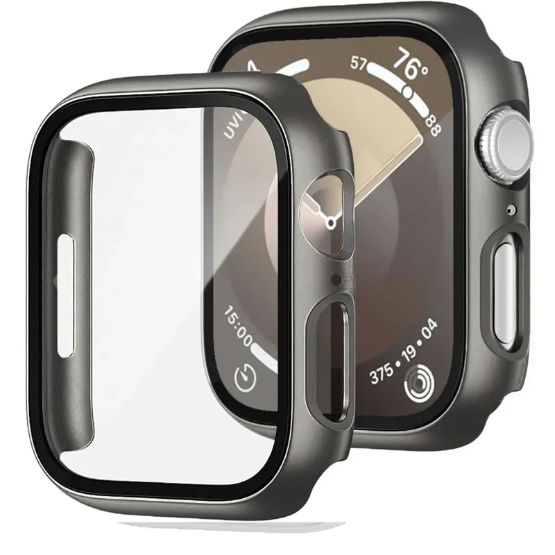 Tempered Glass+Case For Apple Watch 38-40mm 41mm 42mm 44mm 45mm 46mm Screen Protector Protective Cover iWatch 11 10 8 7 9 6 SE 5 LadyShow.Store