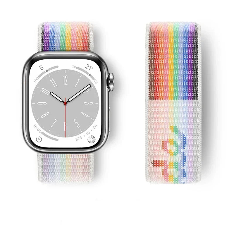 Nylon Sport loop Strap For Apple Watch Band 44mm 42/40mm 45mm  38/41mm pride Bracelet iwatch Ultra2 49mm Series 9 8 se 7 6 5 4 3 LadyShow.Store