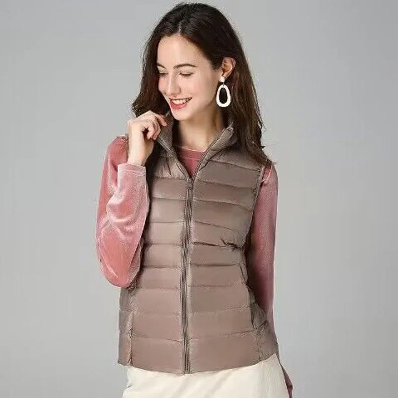 2026 White Duck Down Jacket Women Vest Autumn Winter Sleeveless Waistcoat Warm Lightweight Puffer Jacket Female Tops Outwear LadyShow.Store