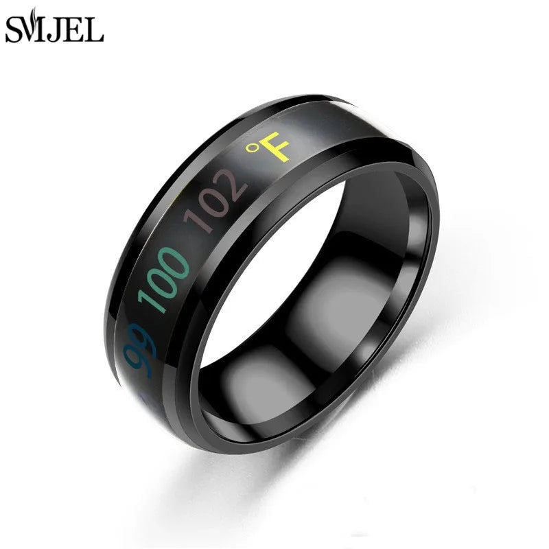 Smart Sensor Body Temperature Ring Man Women Multifunctional Stainless Steel Display Real-time Temperature Test Finger Rings Pi-Mart