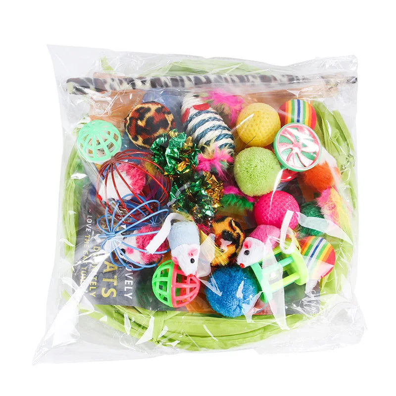 Kitten Toys Variety Pack-Pet Cat Toys Combination Set Cat Toy Funny Cat Stick Sisal Mouse Bell Ball Cat Supplies Pi-Mart