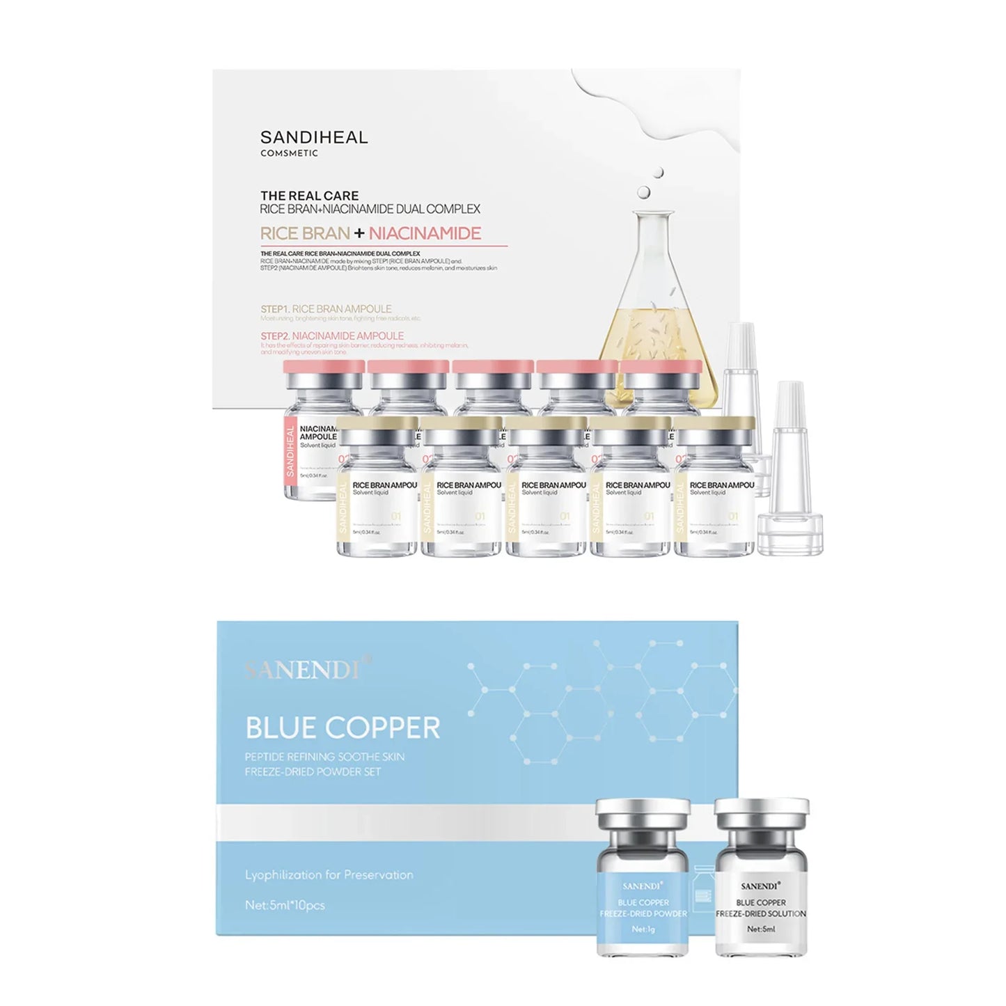 10Vials Copper Peptide Hyaluronic Acid Serum CICA B5 Facial Essence Hydration Korean Skin Care Original Sanendi Beauty Products Tri Light Beauty