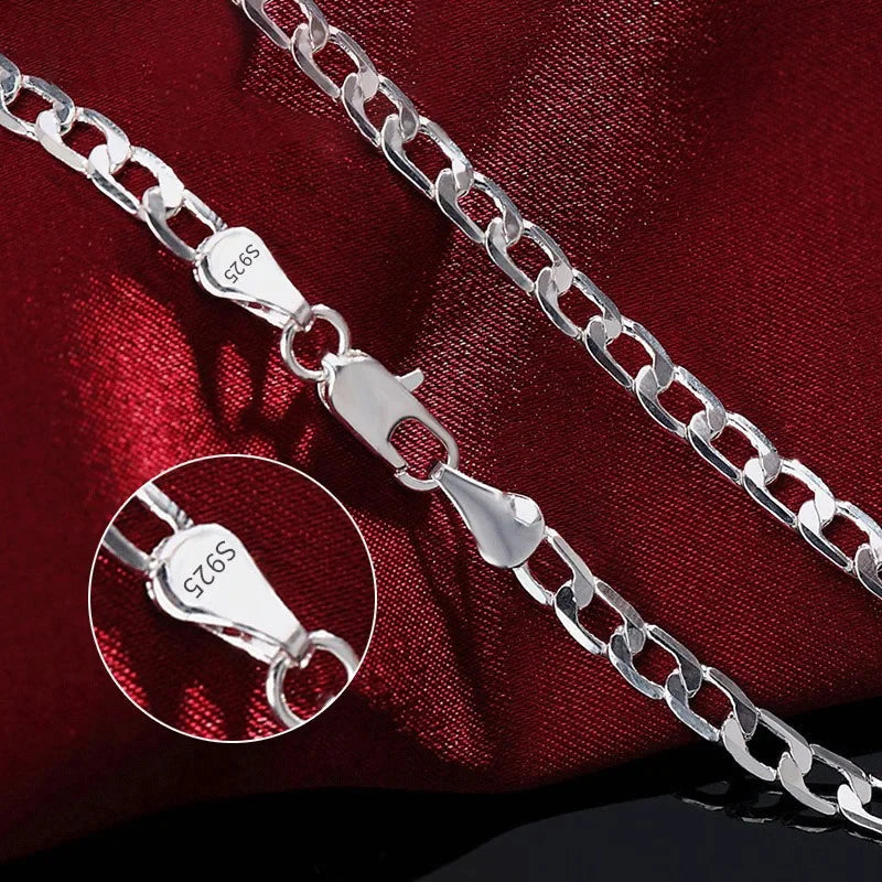Men's Silver Color Necklace 2/4/6/8/10/12MM 40-75cm Face Chain Necklace Lobster Clasp Men And Women Engagement Jewelry Pi-Mart