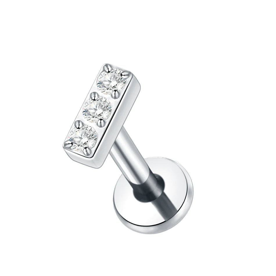 1Pc G23 Titanium Cartilage Stud Earrings for Women Lip Stud Labret Piercing Helix Daith Piercing Body Jewelry Pi-Mart