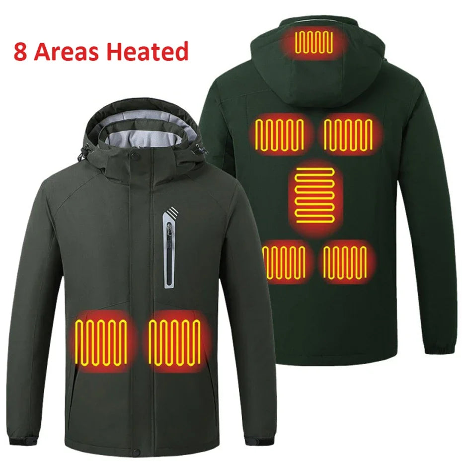 Heating Jackets Men Winter Warm Heated Windbreaker 8 Zones Electric Heated Coat Waterproof Coat Plus Size 5XL Outerwear Male Pi-Mart