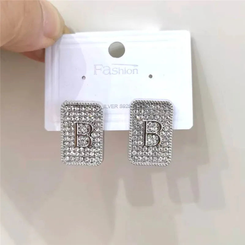 28 Colors Zebra Pu Leather Square Hoop Earrings For Women Fashion Jewelry Letter Alphabet Geometric Stripe Pendientes Mujer Pi-Mart