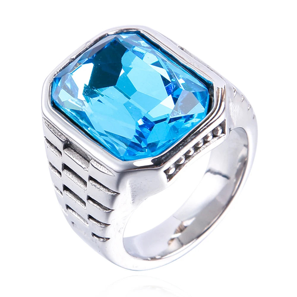 Men's Multi-Color Gemstone Rings For Women Personalized Trendsetter Stainless Steel Jewelry Manufacturer Direct Supplier Pi-Mart