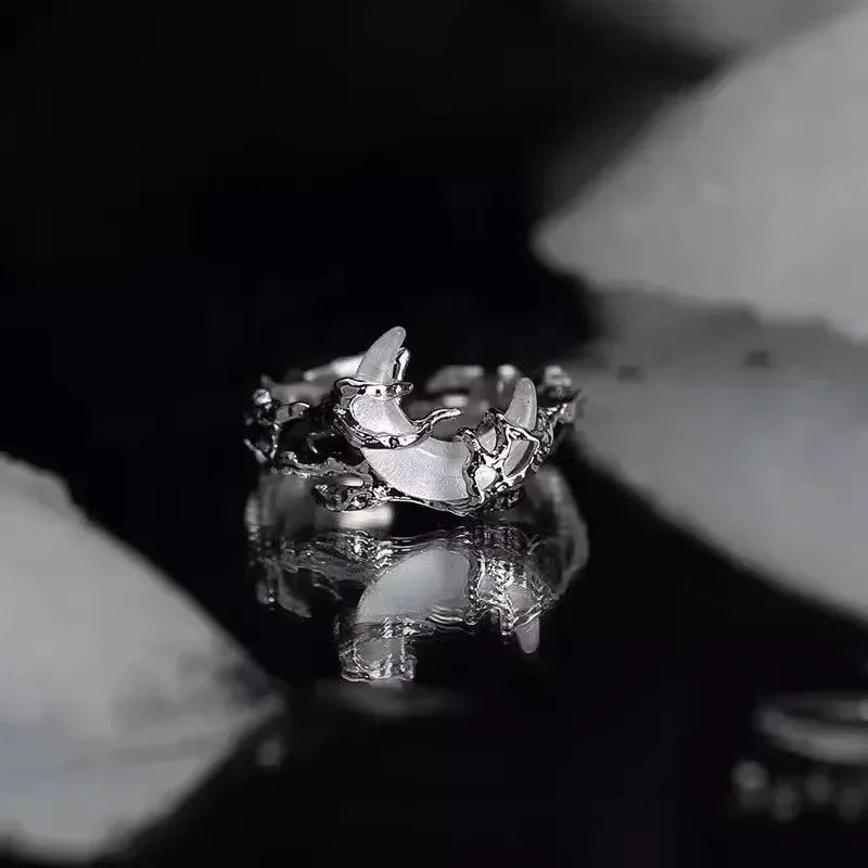 Vintage Y2K Irregular Sun Moon Open Ring for Women Men Adjustable Metal Punk Finger Rings Fashion Party Jewelry Lovers Gifts Pi-Mart