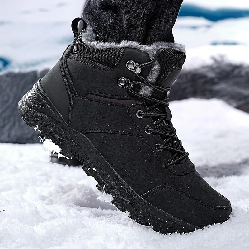 New Autumn and Winter High-Top Thick-Soled Fleece-Lined Men's Snow Boots, Outdoor Hiking Shoes, Hunting Boots, Hiking Boots Pi-Mart