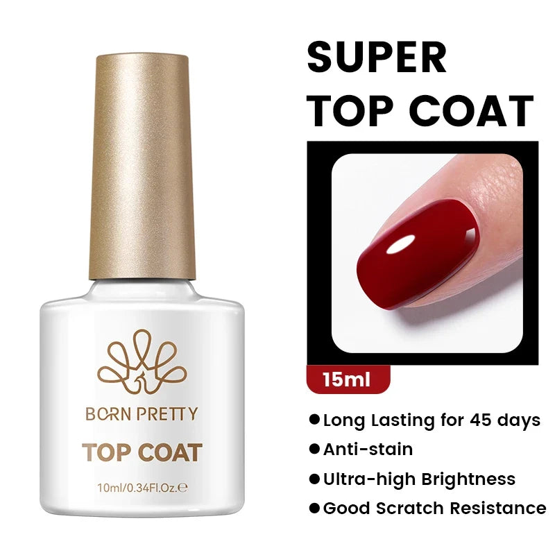 BORN PRETTY 10ml Base Gel Top Coat Rubber Gel Reinforcement Gel for Nails Tools Soak Off UV LED Nail Varnish Function Gel Tri Light Beauty