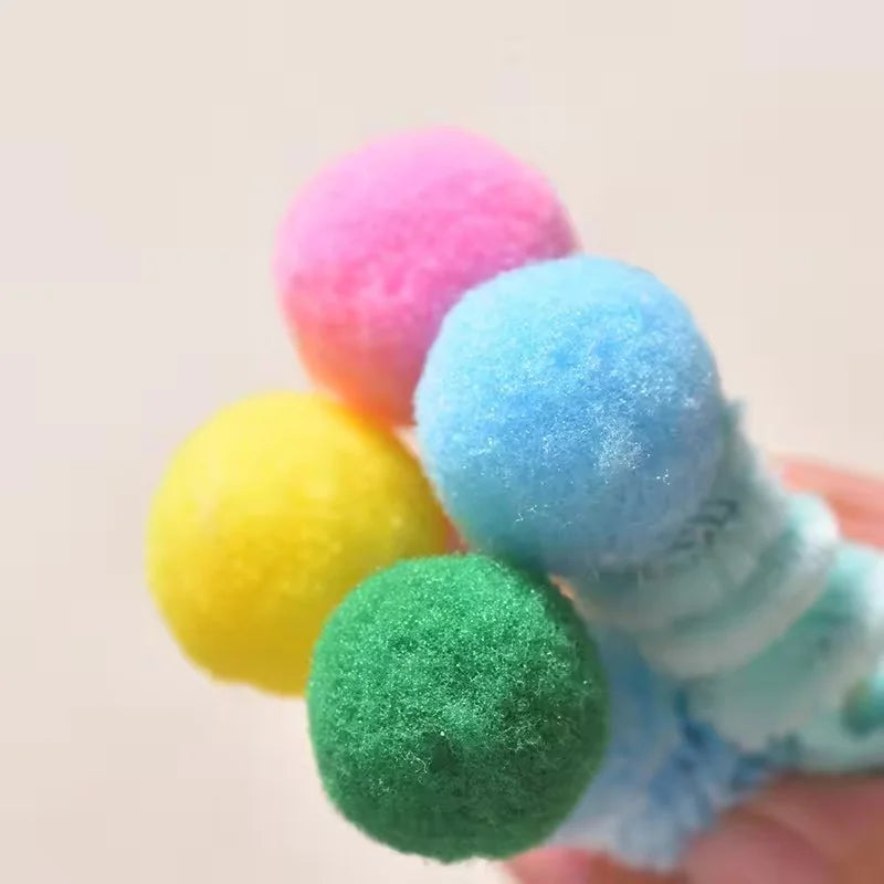 Interactive Cat Toy Spring Twist Stick Plush Ball Bite Resistant Teeth Grinding Plushie for Kittens Entertainment Boredom Relief Pi-Mart