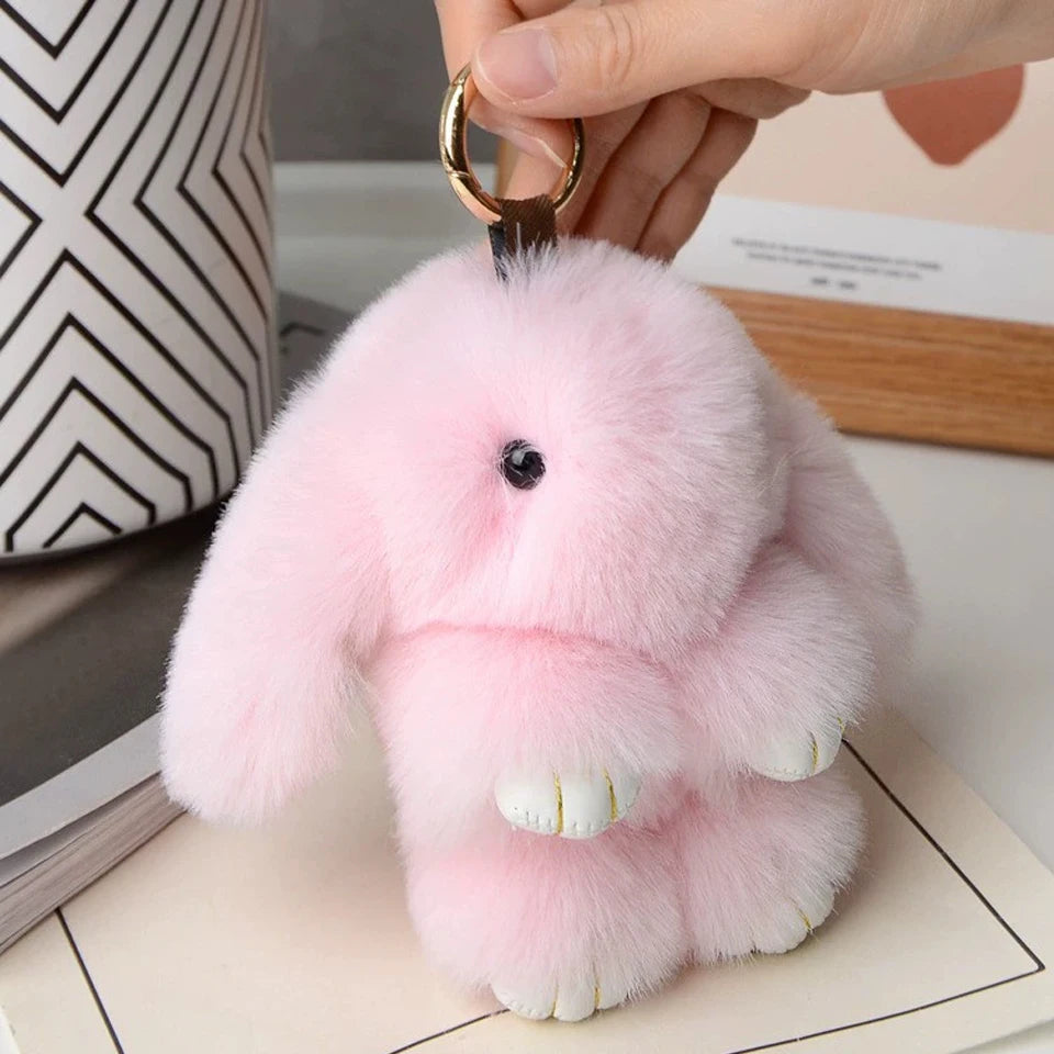 15cm Women's Rabbit Fur Keychain Bag Car Pendant Jewelry Decoration Fashionable Accessory for Bags And Gifts Pi-Mart