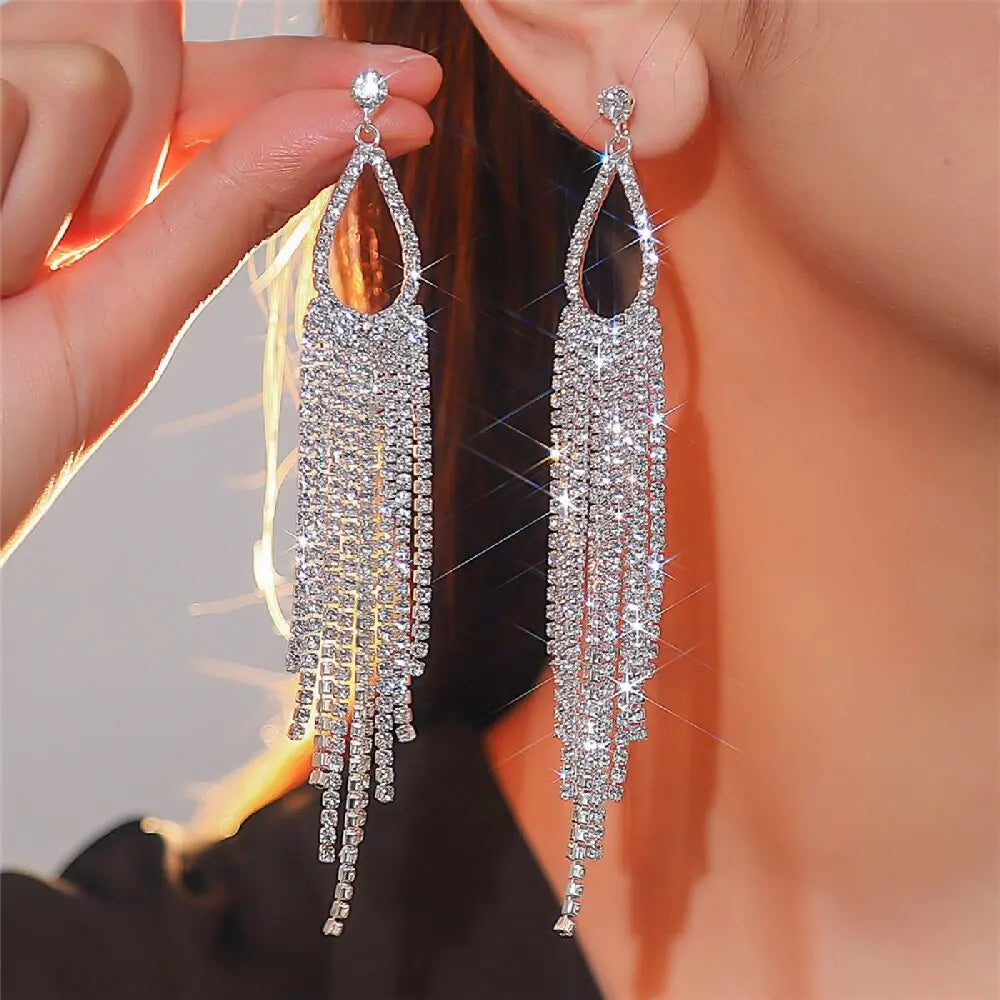 2PC Women's Fashion Copper Claw Chain Long Tassel Earrings Outdoor Travel Carnival Banquet Party Holiday Dressing Gift-233 Pi-Mart