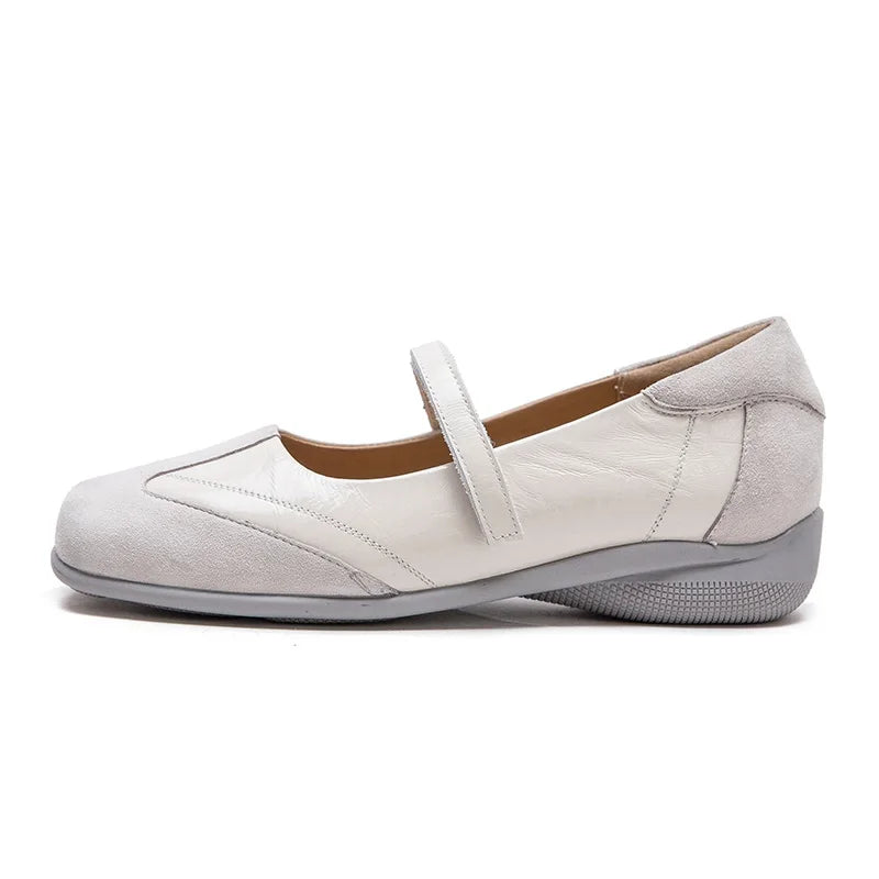 DRKANOL 2026 Women Genuine Leather Flat Shoes Summer Shallow Sheepskin Hook And Loop Casual Loafers Ladies Low Heel Single Shoes Pi-Mart