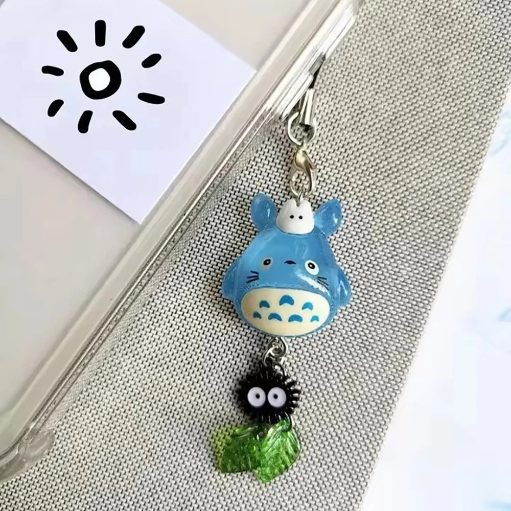 Kawaii Blue Animal Totoro Phone Charm Soot Sprite Keychain Woodland Anime Cat Cosplay Pendant Accessories Handmade Y2K Gift Pi-Mart