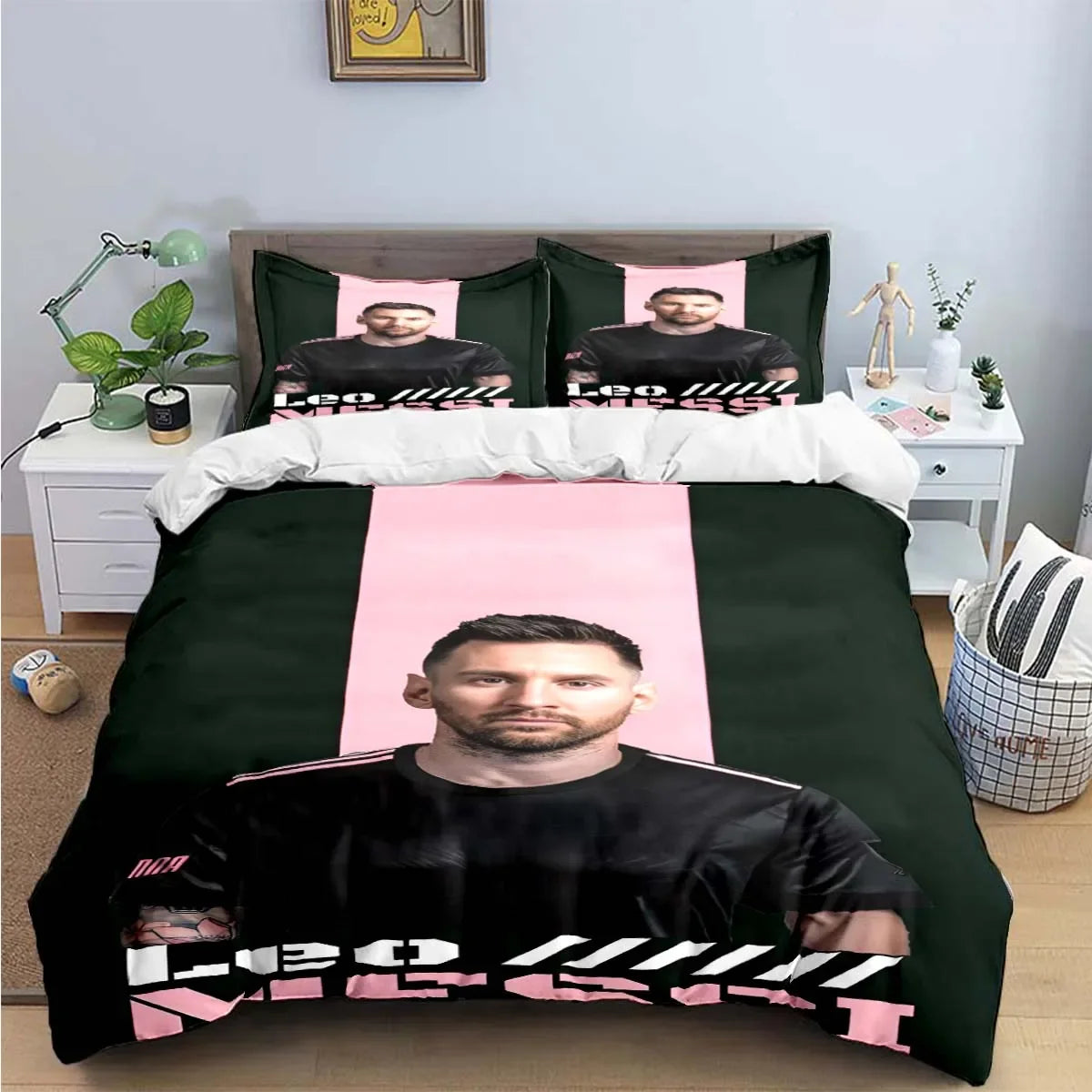 Fashion Football Star M-Messi R-Ronaldo Printing Bedding Set Duvet Cover Comforter Bed  Youth Kids Girl Boys Luxury Gift Pi-Mart