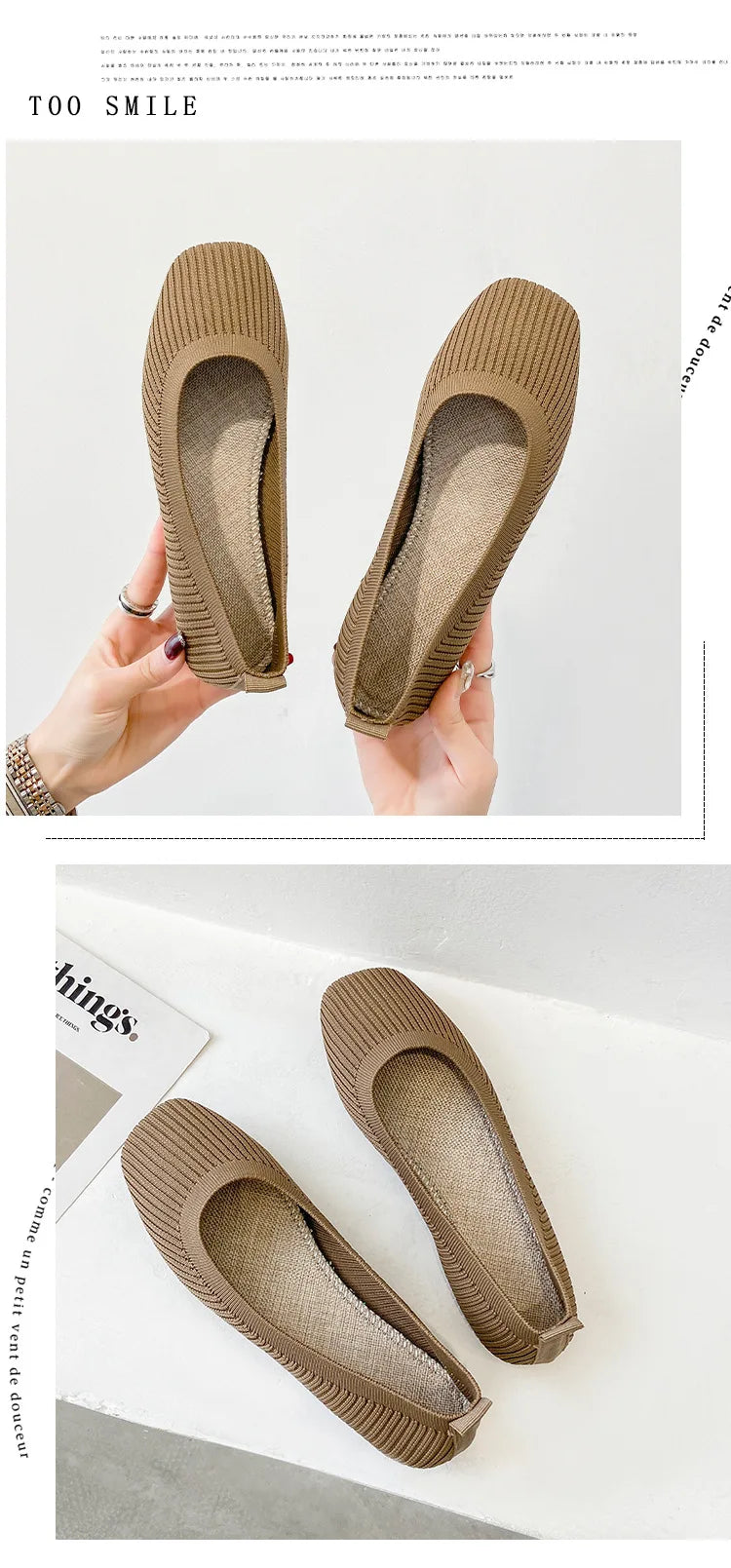 Women Leisure Flats Summer Autumn Flat Shoes Breathable Knitted Square Toe Slip-on Female Daily Walking Driving Loafers Pi-Mart