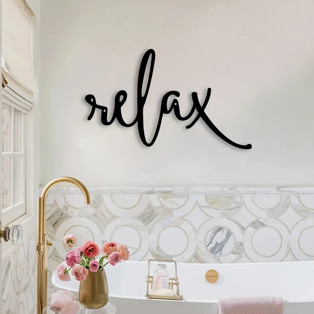 Relaxing Black Metal Iron Sculpture - Modern Wall Art for Bathroom Decor, Easy Hang LadyShow.Store