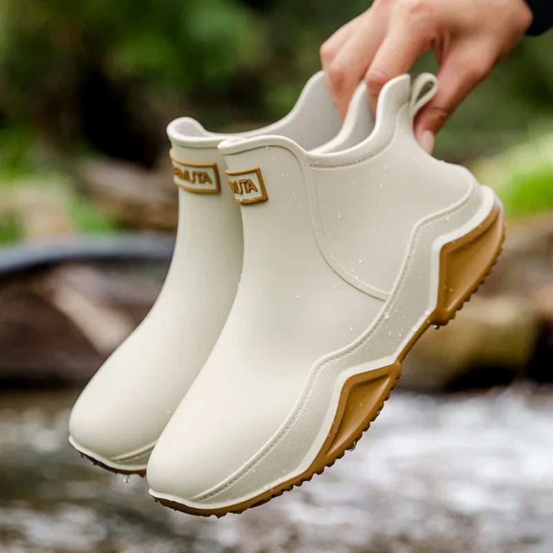 Low-cylinder Rain Shoes for Men and Women: Outdoor Fishing Waterproof Shoes, Stylish Style for Outdoor Wear, Rain Boots LadyShow.Store