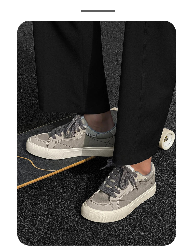 Mens Cowboy canvas Shoes Breathable Trend Mens board Shoes Thick Sole Trend Comfortable student Skateboard Trainers Footwear Pi-Mart