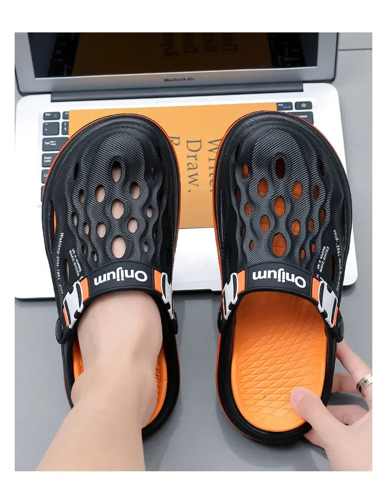 2026 New Men's Holes oes Summer Thi Bot Anti-Slip Driving Beach Slippers Spor Casual EVA Injection Moulding Footwear Pi-Mart