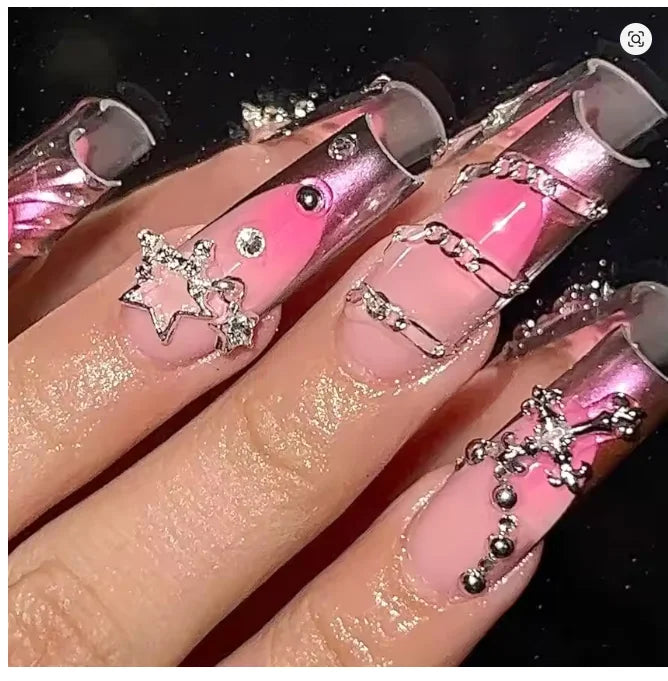 80PCS Star Nail Charms for Acrylic Nails,Silver Star Planet Cross Alloy Nail Art Decoration, Nail Stones Nail Jewels Accessorie Pi-Mart