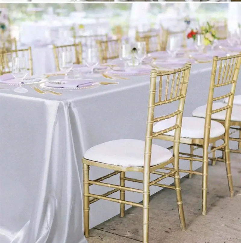 Rectangle Wedding Satin LargeTablecloth Bright Smooth Silk Table Cover Christmas Anniversary Dining Party high-end Table Decor Pi-Mart