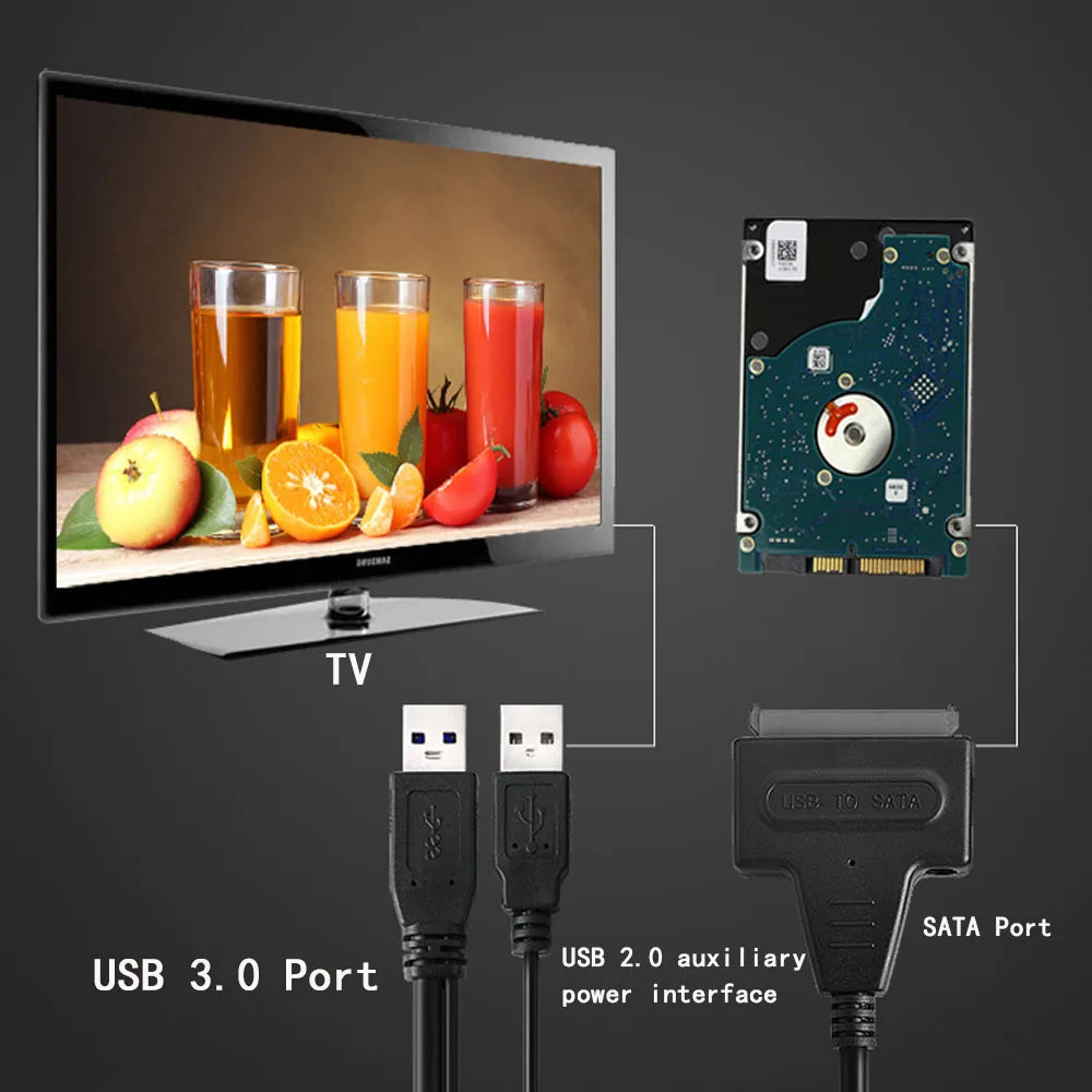 SATA to USB 3.0 / 2.0 Cable Up to 6 Gbps for 2.5 Inch External HDD SSD Hard Drive SATA 3 22 Pin Adapter USB 3.0 to Sata III Cord Pi-Mart