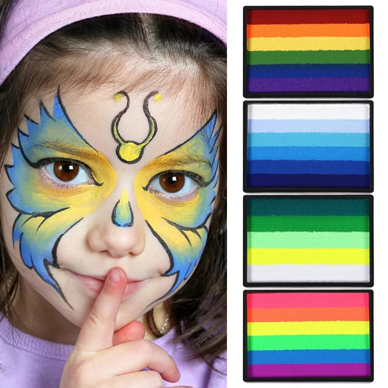 50g Facial and Body Paint Palette,Non-Toxic Rainbow Water-Soluble Body Paint for Rainbow Festival,Cosplay,Party,Art,Stage Makeup Pi-Mart
