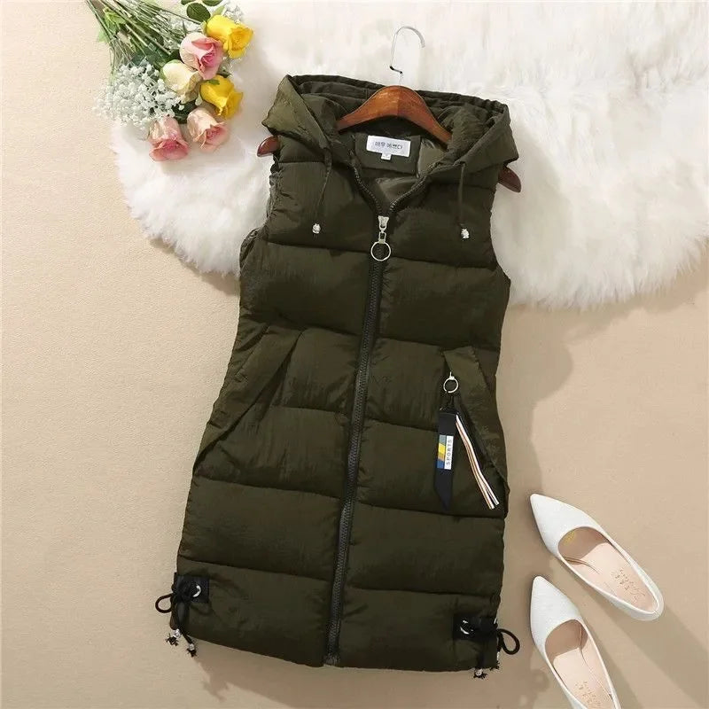 2023 New Autumn Women Vest Winter Puffer Parkas Coat Casual Pocket Hooded Waistcoat Female Sleeveless Jacket  Outerwear LadyShow.Store