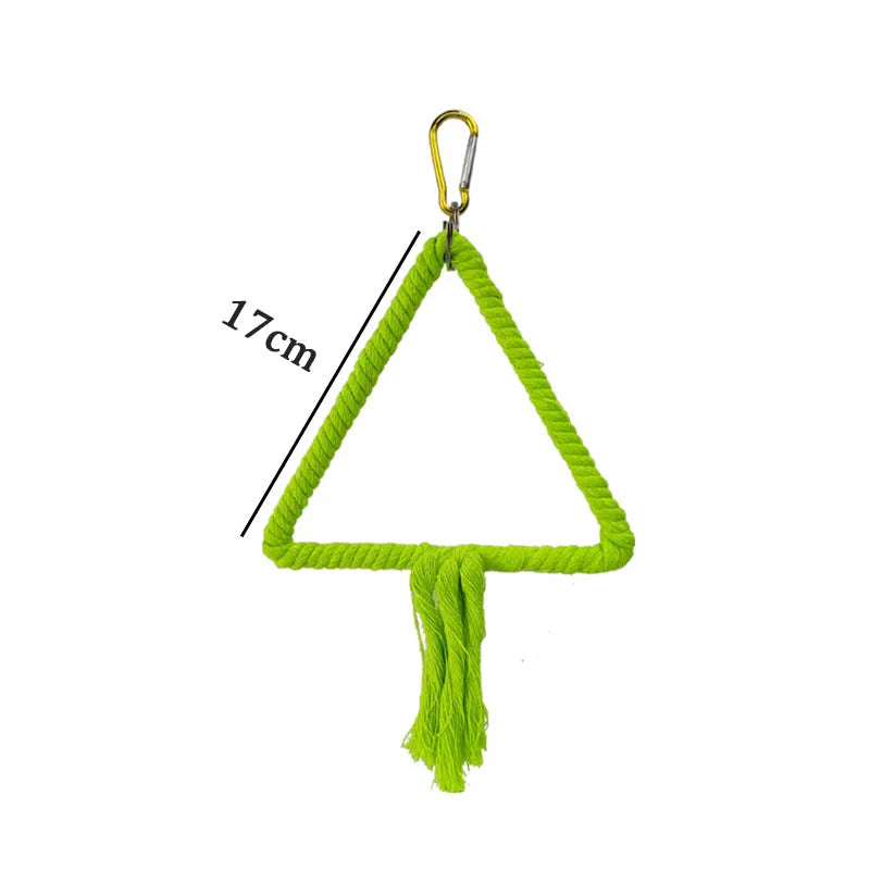 Wooden Bird Toys Small Parrot Chewing Training Toys Cotton Rope Swing Hanging Ring Bell Bird Cage Climbing Ladders Pet Supplies Pi-Mart