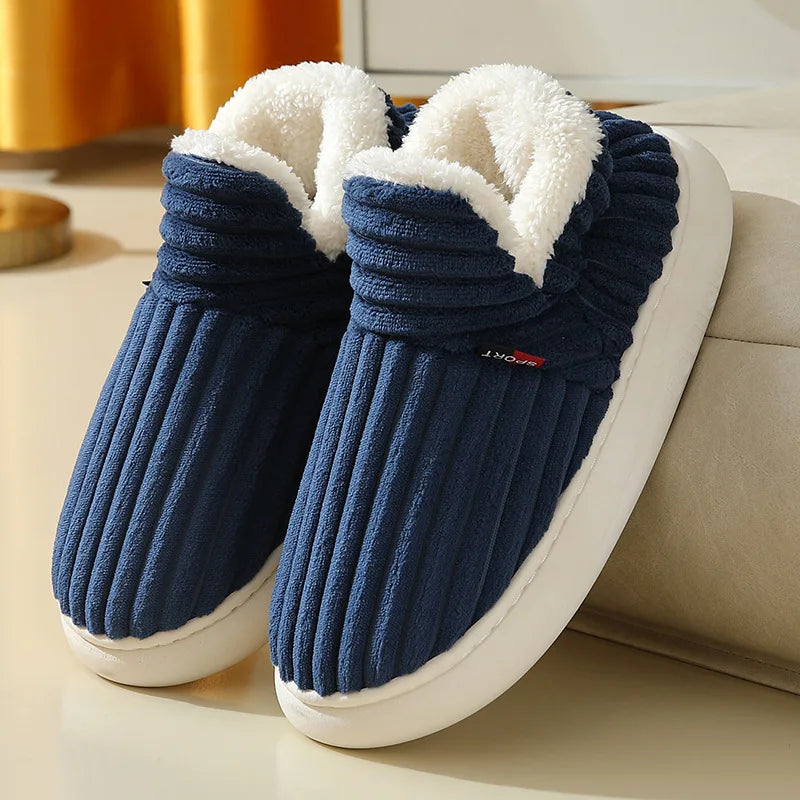 Evshine Soft Sole Slippers For Women Winter Fashion Women Fur Slippers Fuzzy Plush Men Slippers Warm Furry Women Cotton Shoes Pi-Mart