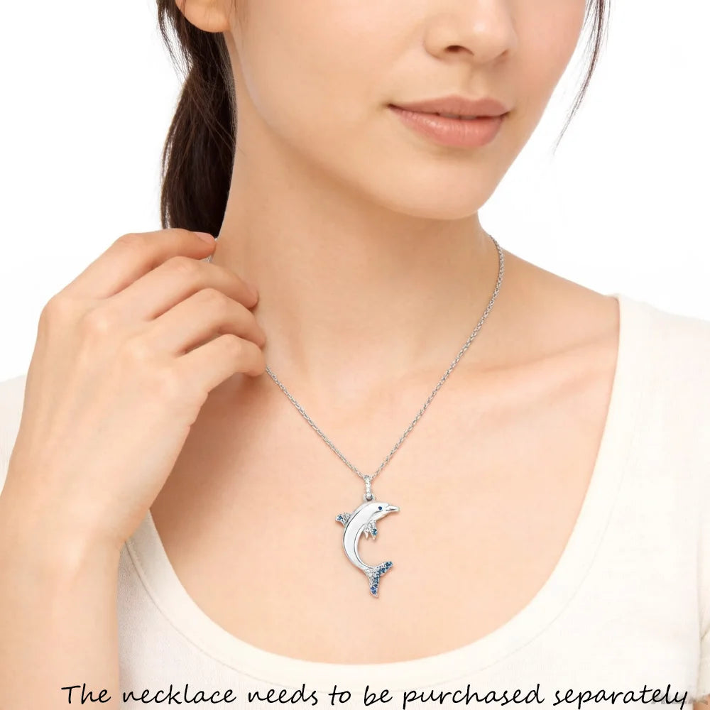 Pendant Dolphin Blue Brand 925 Sterling Silver Glam Jewelry 2023 Europe Style Accessorie Soul Lucky Gift For Woman Pi-Mart
