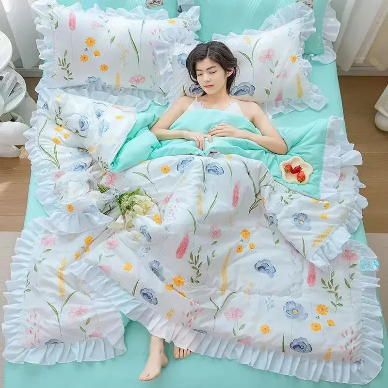 Summer Quilted Blanket Comforter Duvet Cover for Single Double Bed Air Condition Quilt Student Car Kids Adult Bed Cover Bedding Pi-Mart