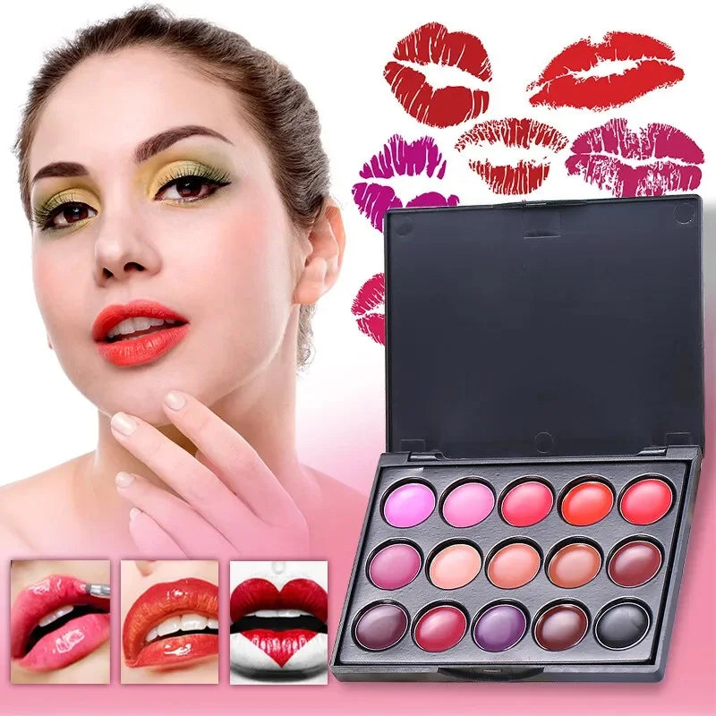 POPFEEL15 Colors Lipstick Palette Set Long Lasting Lip Gloss Korean Cosmetics Women Lip Tint Cheap and Small Beauty Lip Stain Pi-Mart