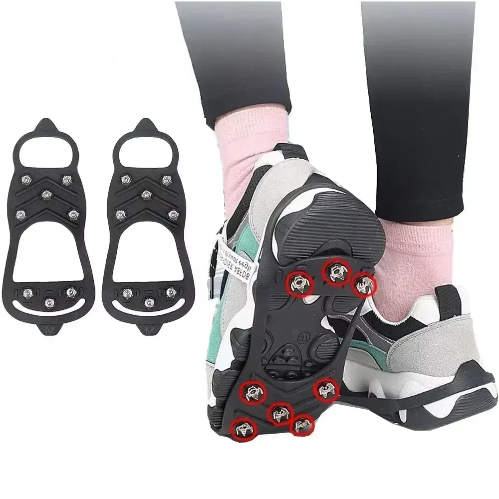8 Teeth Ice Gripper Spike Shoes Winter Outdoor Anti-Slip Hiking Mountain Climbing Ice Snow Crampons Anti-slip Shoe Covers 2026 LadyShow.Store