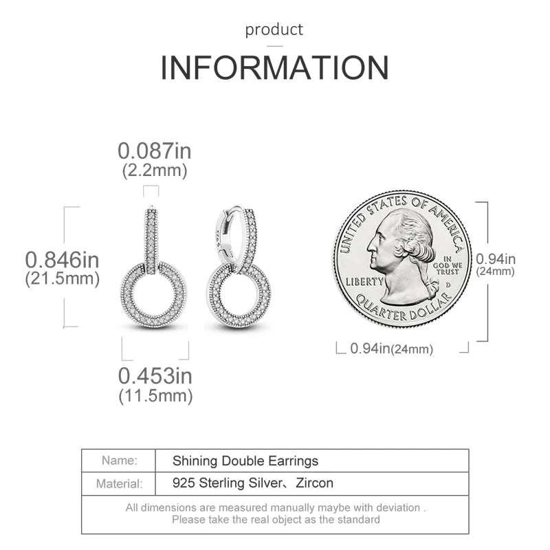 Genuine 925 Sterling Silver Love Feather Earrings Fit Original Charms Hoop For Women Girls Stud Earring Fine Jewelry Gifts Pi-Mart