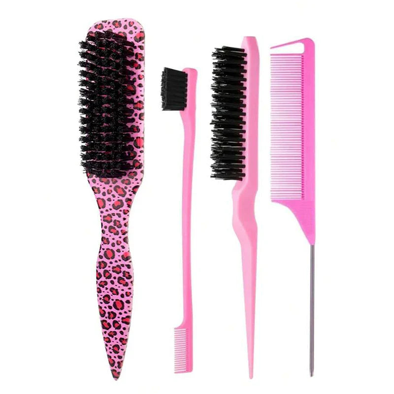 Bristle Slick Back Hair Brush for Sleek Ponytail Bun & Smoothing Baby Hairs, Flyaways, Edge Control - Backcombing & Teasing Tri Light Beauty