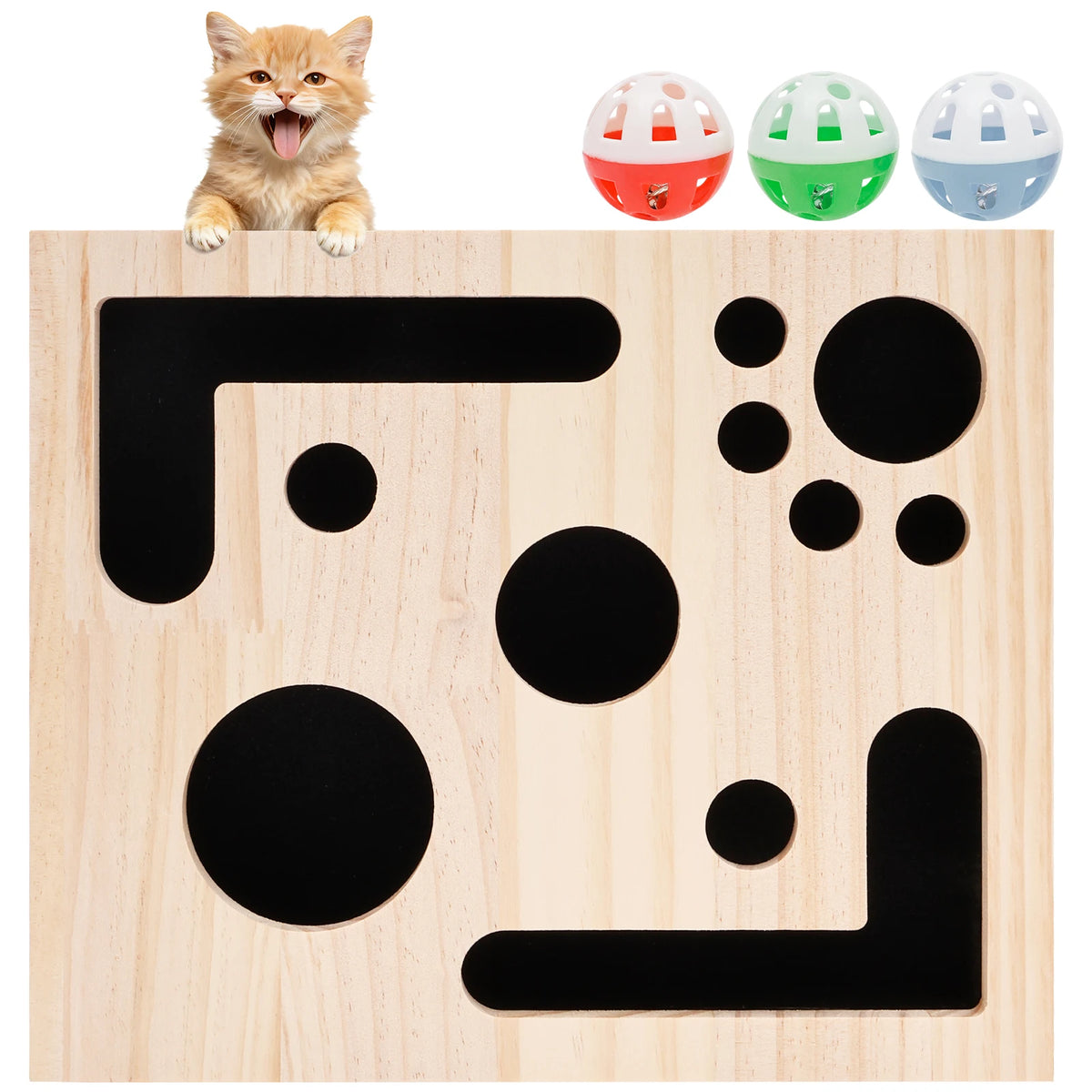Cat Nail File Box Toy with Bell Ball and Sandpaper Inside Cat Scratch Puzzle Play Nail Care Interactive Pet Toy Stress Free Pi-Mart